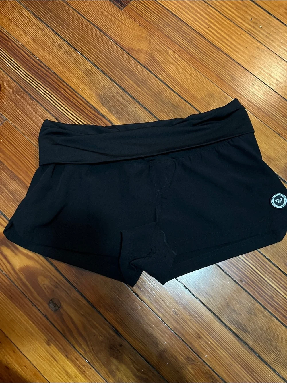 Roxy Black Fold-Over Waist swim surf  Shorts